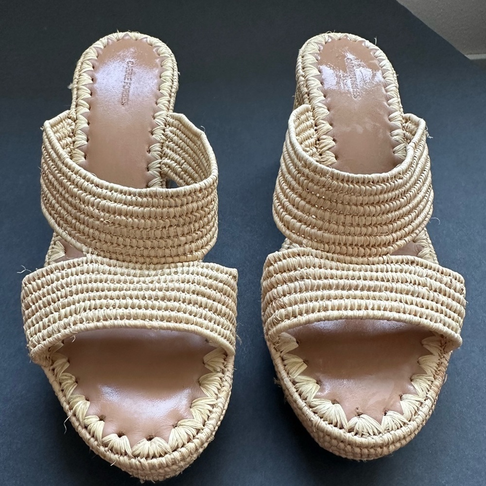 Carrie Forbes Raffia Crisscross Block-Heel Sandals - Picture 3 of 4